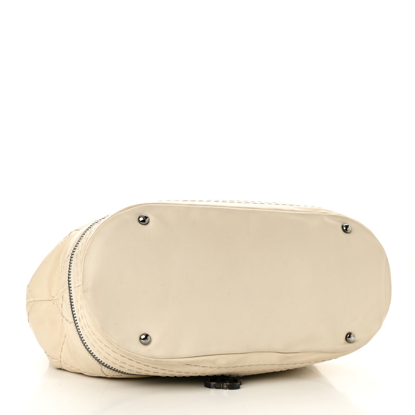 Lambskin Stitched Expandable Tote White