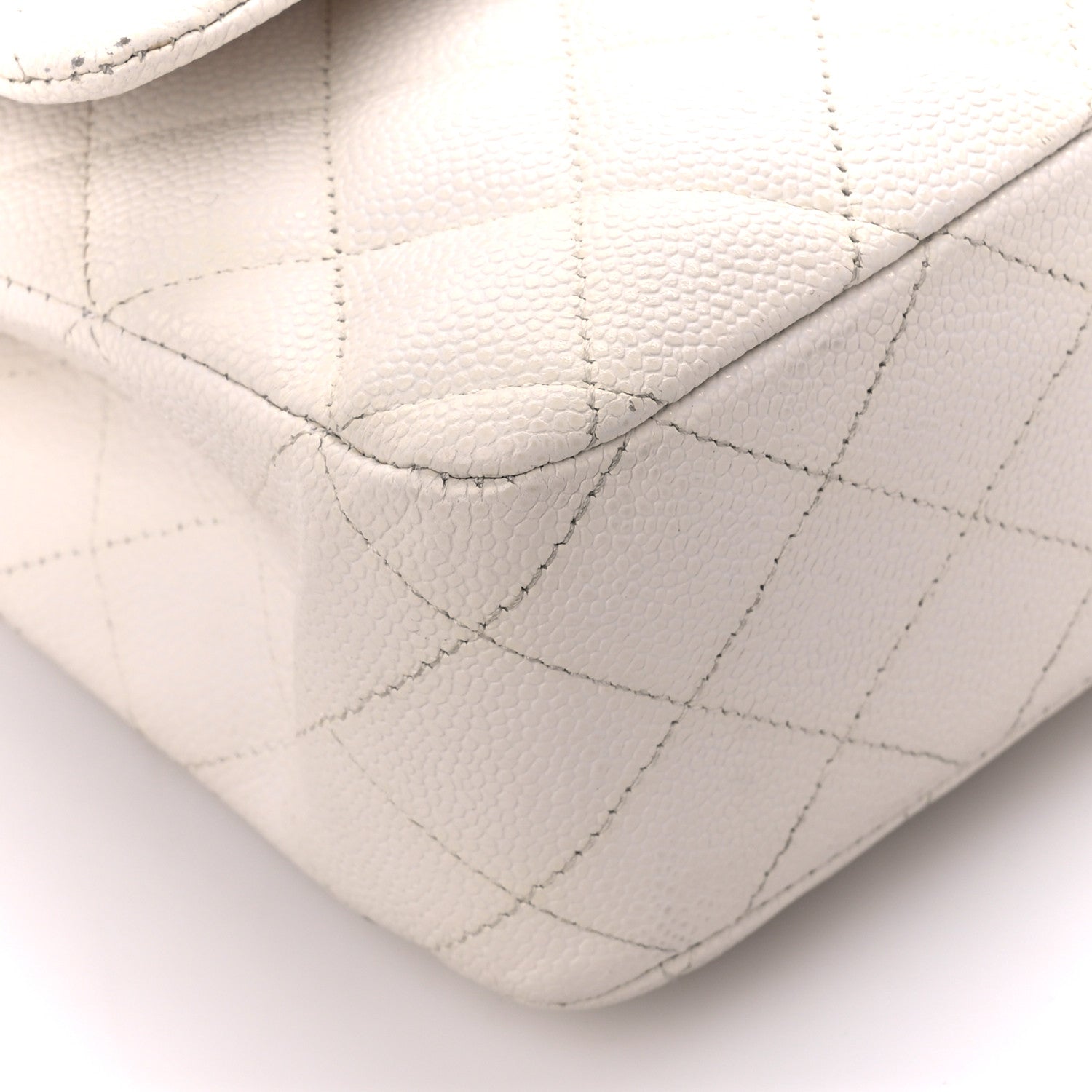 Chanel Caviar Quilted Medium Double Flap White 10 of 12