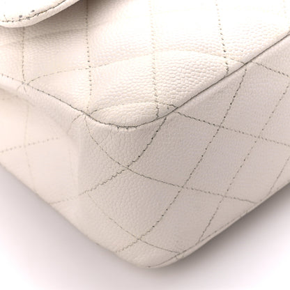 Chanel Caviar Quilted Medium Double Flap White 10 of 12