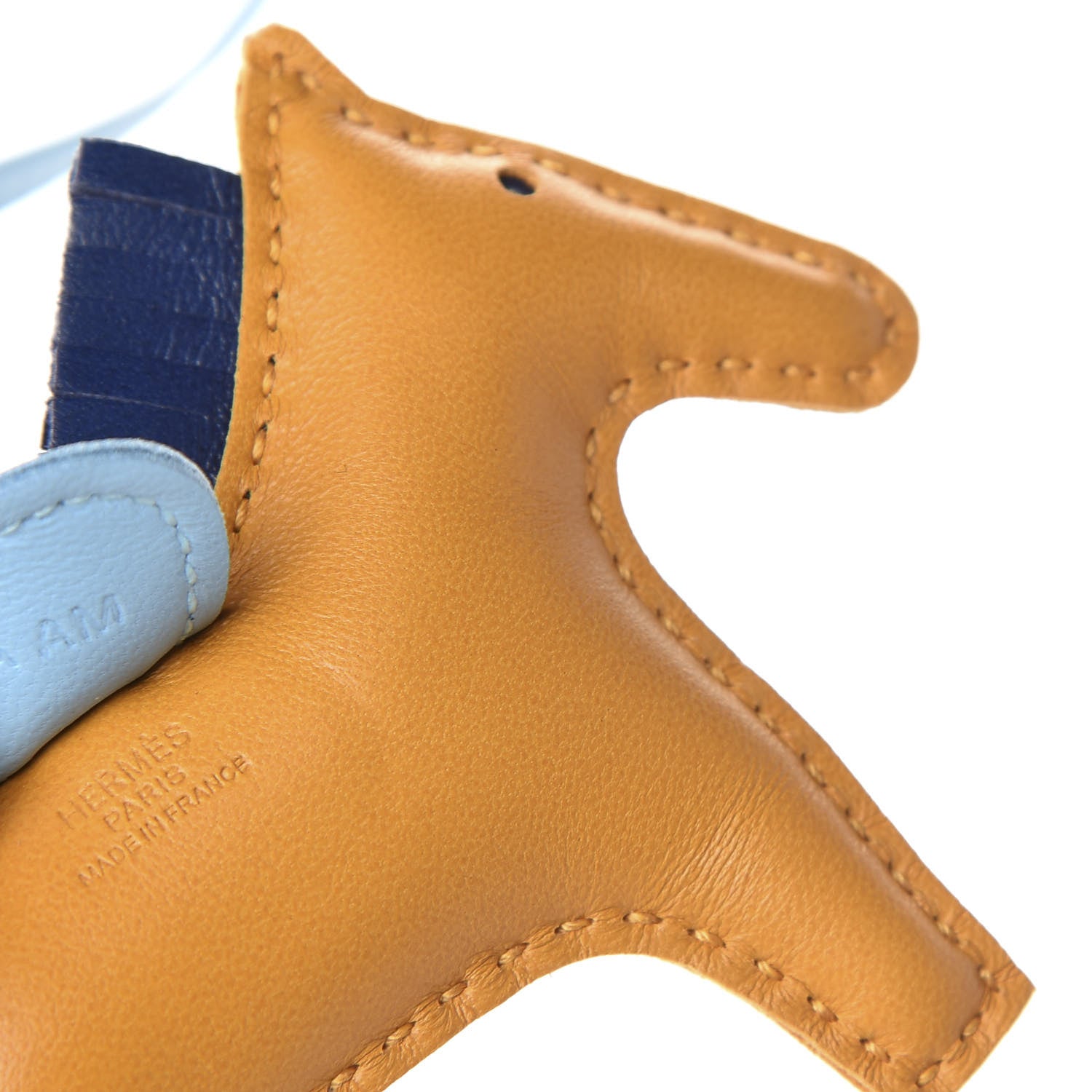 Hermes Milo Lambskin Grigri Rodeo Horse Bag Charm PM Naturel Bouton D'Or Celeste Bleu Saphir 4 of 5