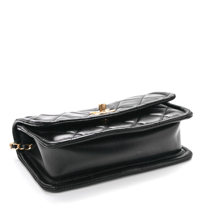 Chanel Shiny Lambskin Flap Clutch With Chain Black 4 of 9