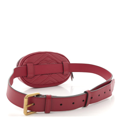 Gucci Calfskin Matelasse GG Marmont Belt Bag 95 38 Hibiscus Red 3 of 11