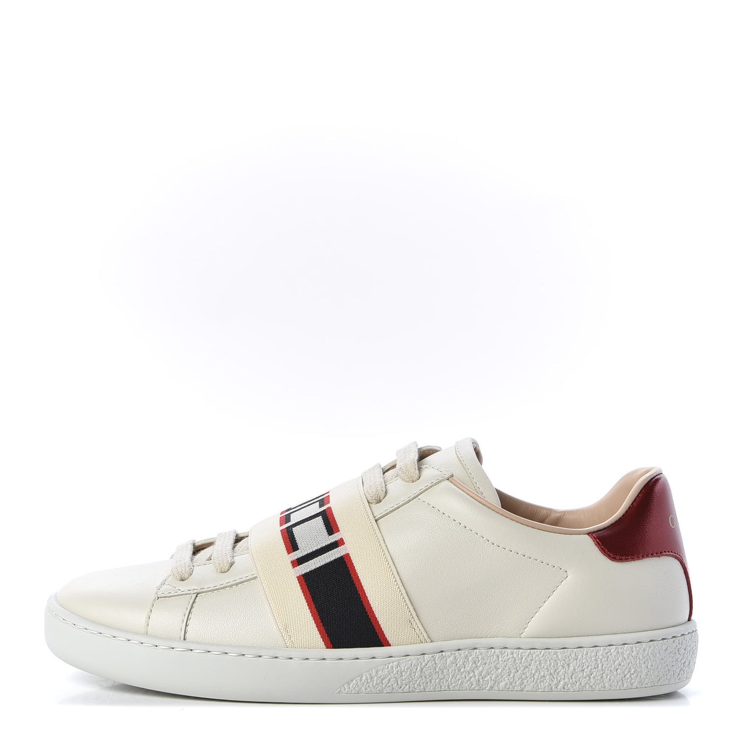 Calfskin Stripe Womens New Ace Sneakers 35.5 New Mystic White Ecru Red Flame