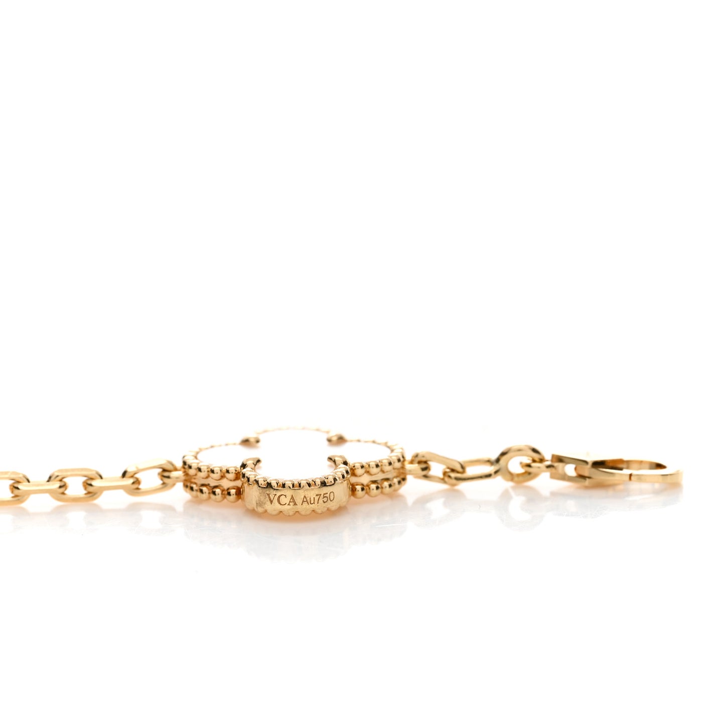 18K Yellow Gold Mother of Pearl 5 Motifs Vintage Alhambra Bracelet