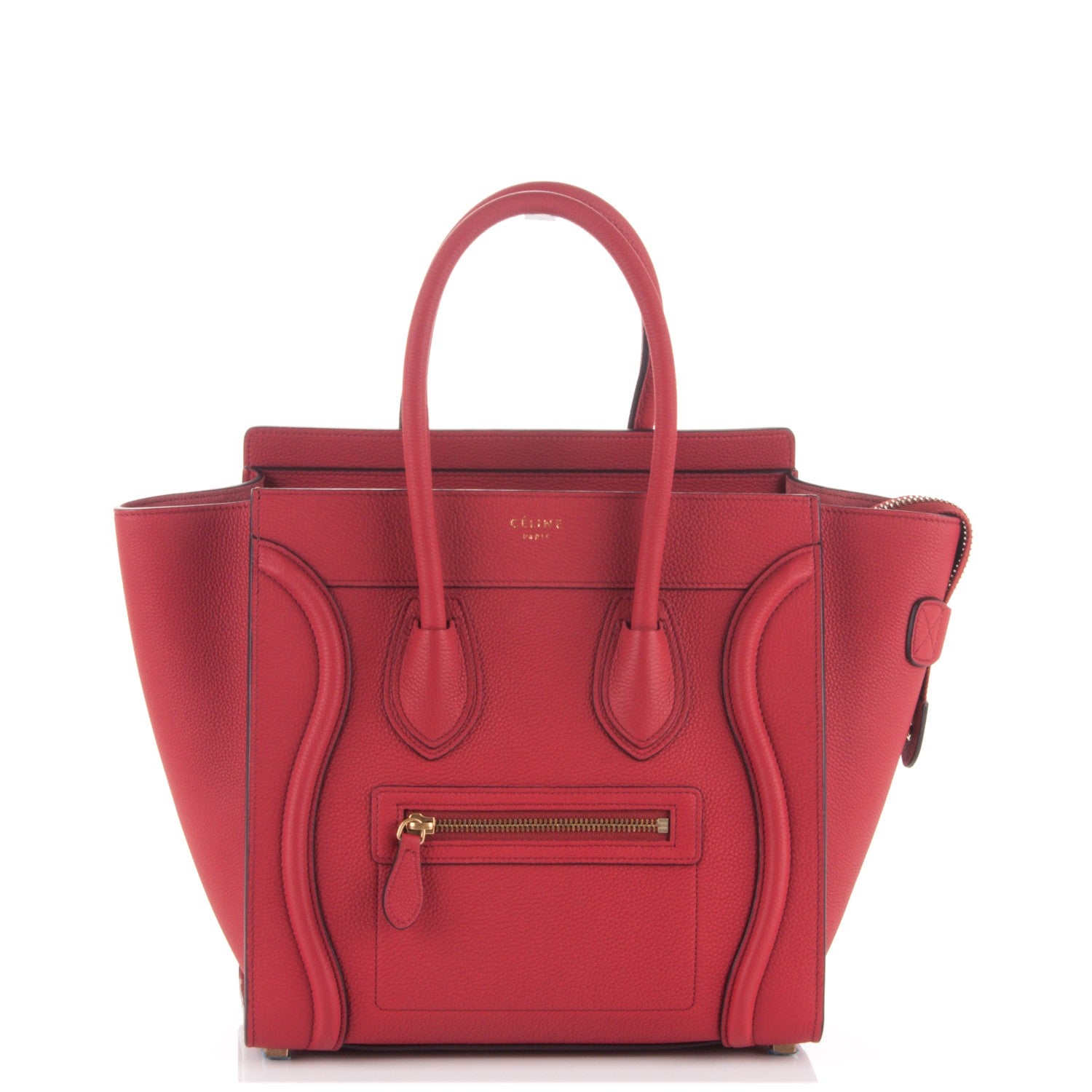 Celine Drummed Calfskin Micro Luggage Red 1 of 7