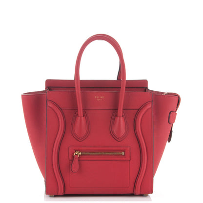 Celine Drummed Calfskin Micro Luggage Red 1 of 7