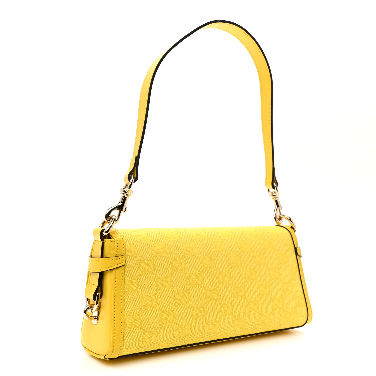 Gucci GG Monogram Textured Dollar Calfskin Small Luce Shoulder Bag Yellow 3 of 10