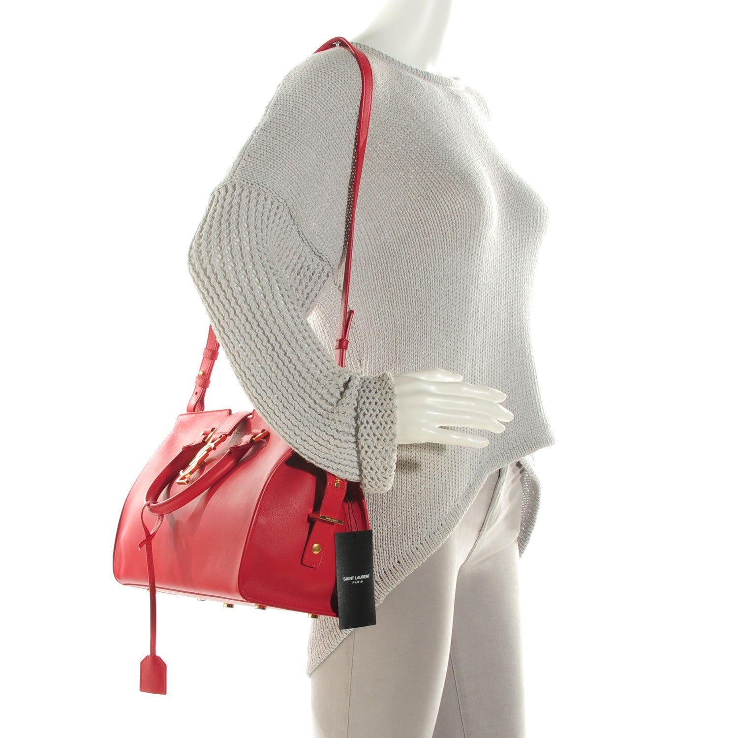 Saint Laurent Calfskin Small Monogram Cabas New Red 2 of 8