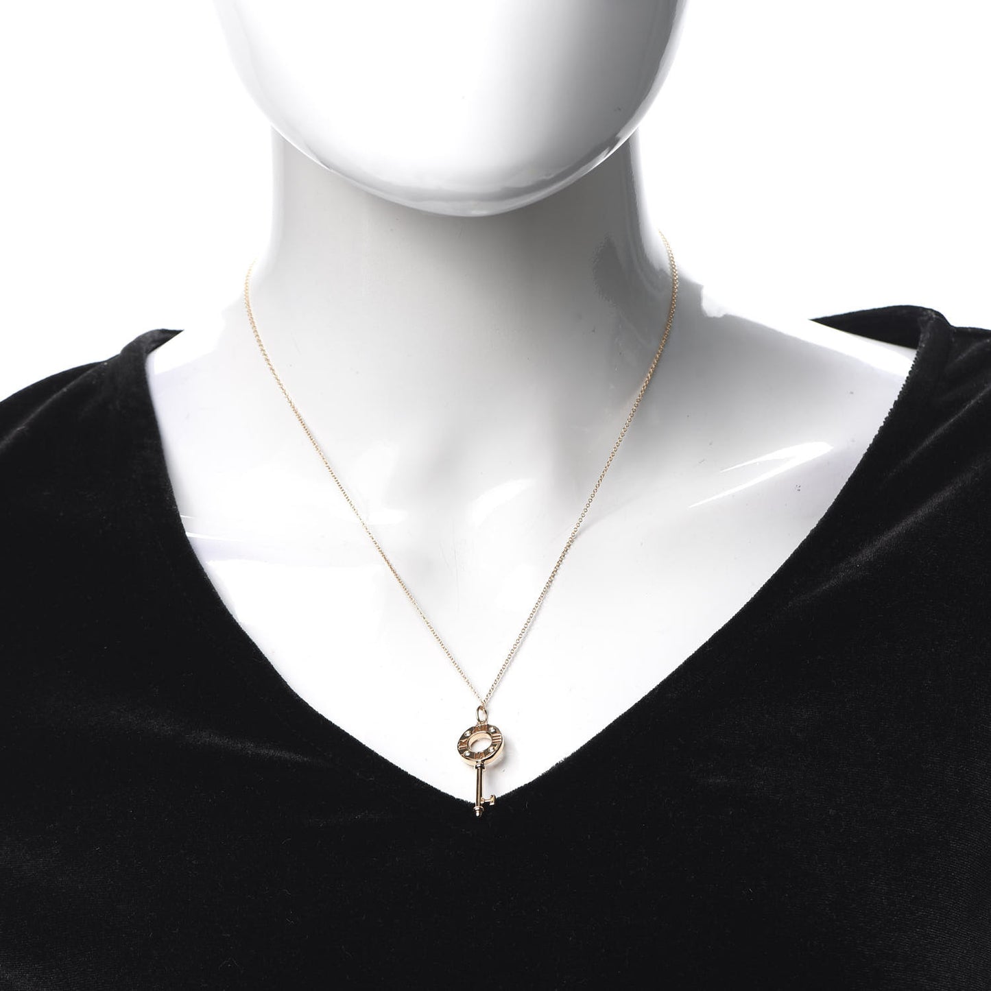 18K Rose Gold Diamond Atlas Pierced Key Pendant Necklace
