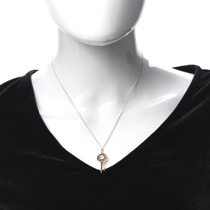 Tiffany 18K Rose Gold Diamond Atlas Pierced Key Pendant Necklace 2 of 6