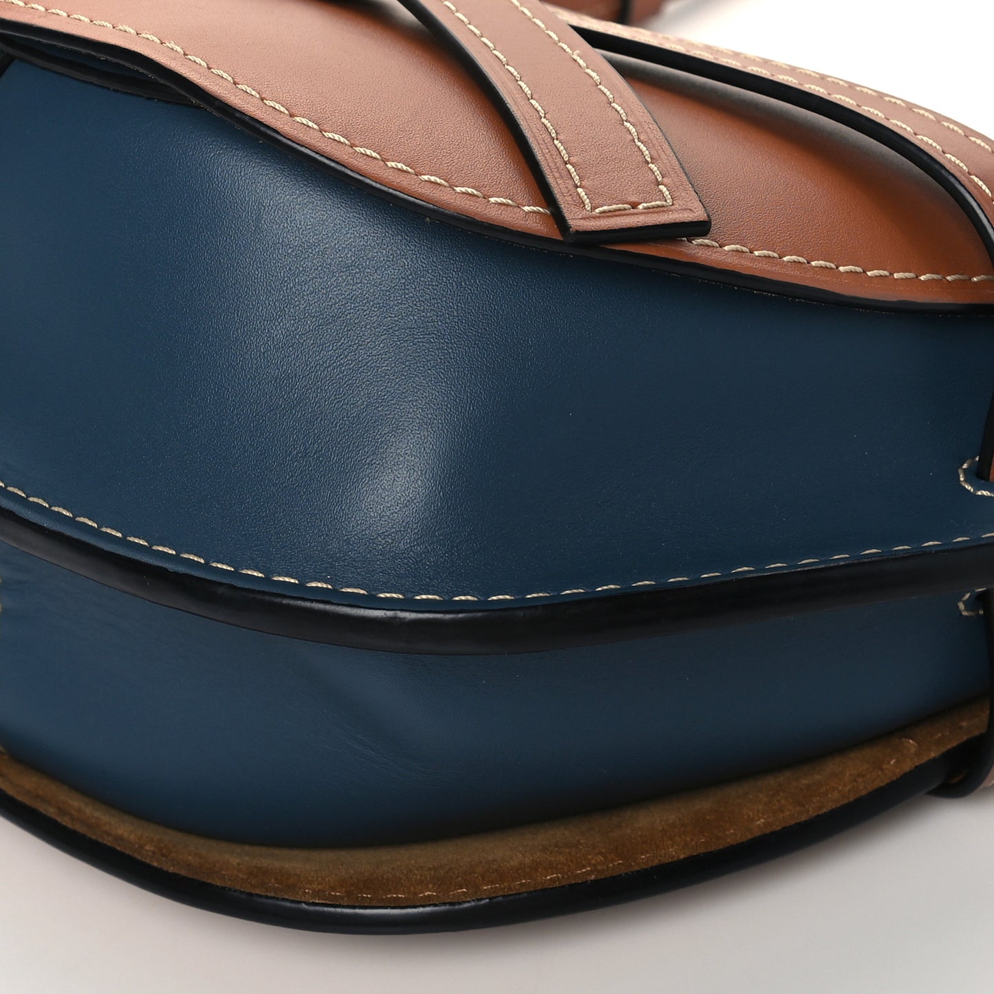 Calfskin Small Gate Crossbody Bag Tan Steel Blue