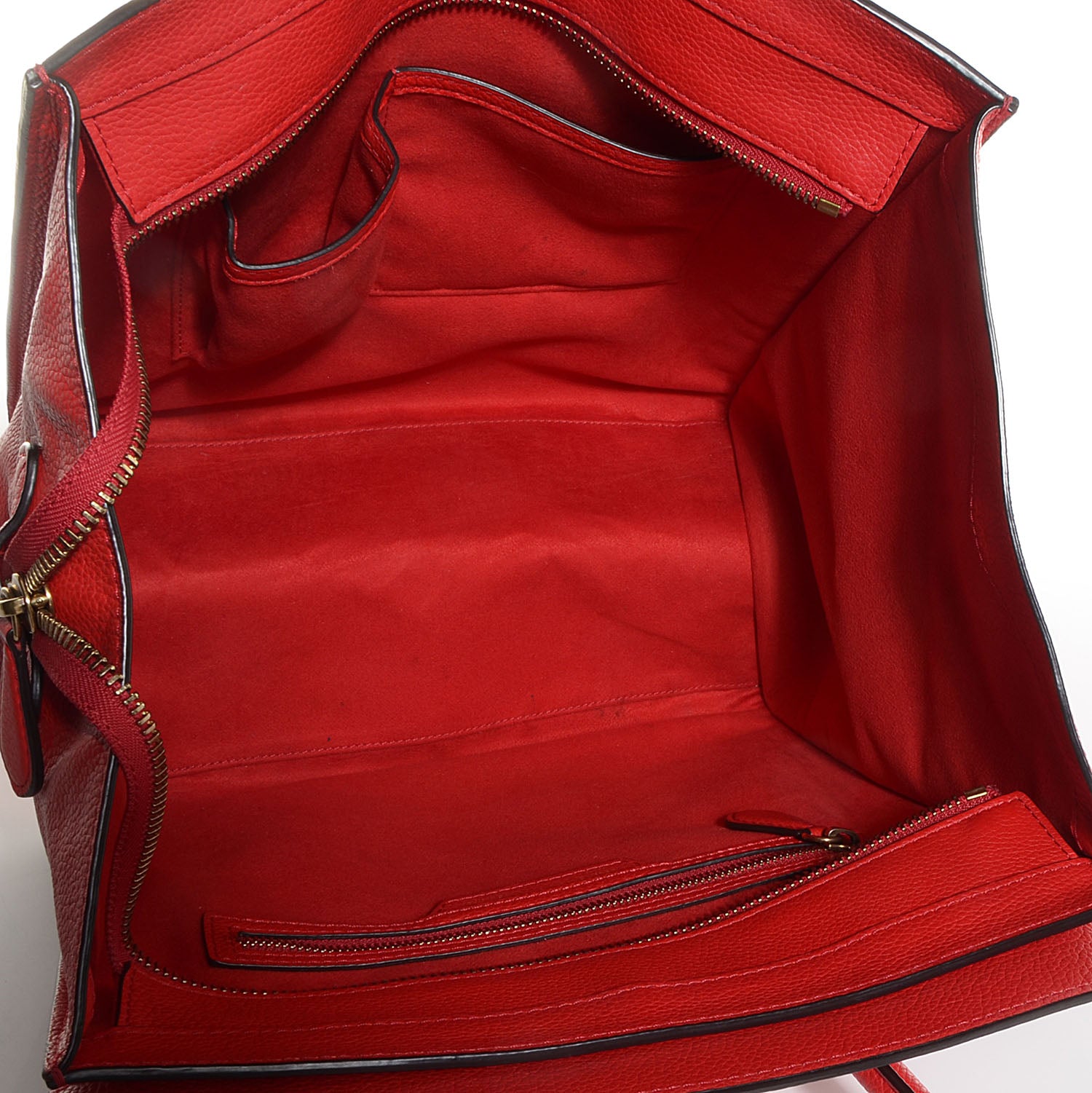 Celine Drummed Calfskin Mini Luggage Coquelicot 5 of 8