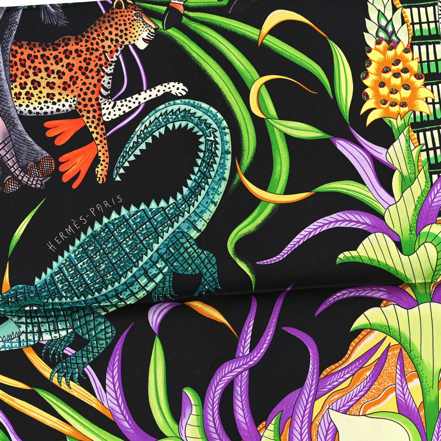 Silk La Marche Du Zambeze Scarf 90 Black Corail Vert