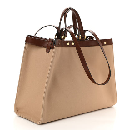 Fendi Canvas Vitello King FF Embroidered Medium Peekaboo X-Tote Sand Ghianda 3 of 12