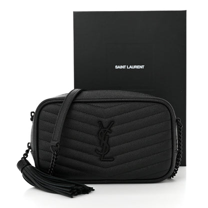 Saint Laurent Grain De Poudre Matelasse Monochrome Monogram Mini Lou Camera Bag Black 11 of 11