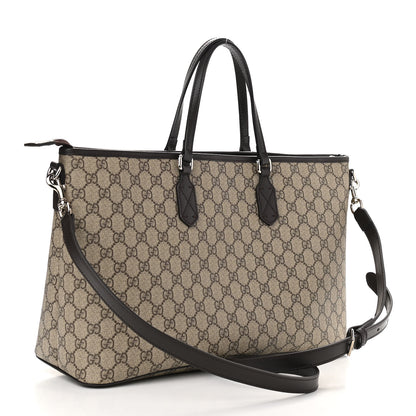 Gucci GG Supreme Monogram Medium Zippered Tote Dark Brown 3 of 10