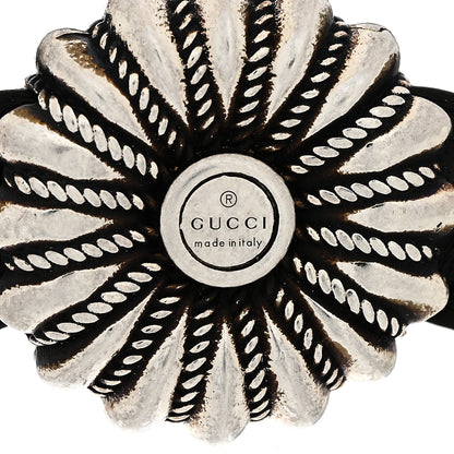 Gucci Sterling Silver Leather Interlocking G Woven Bracelet Black 3 of 5