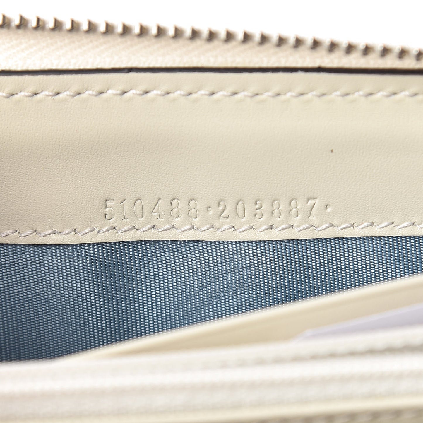X SEGA Calfskin GUCCY Stars Zip Around Wallet Mystic White Gold
