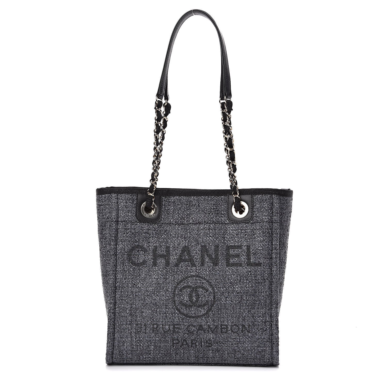 Chanel Woven Straw Raffia Mini Deauville Tote Black 1 of 9