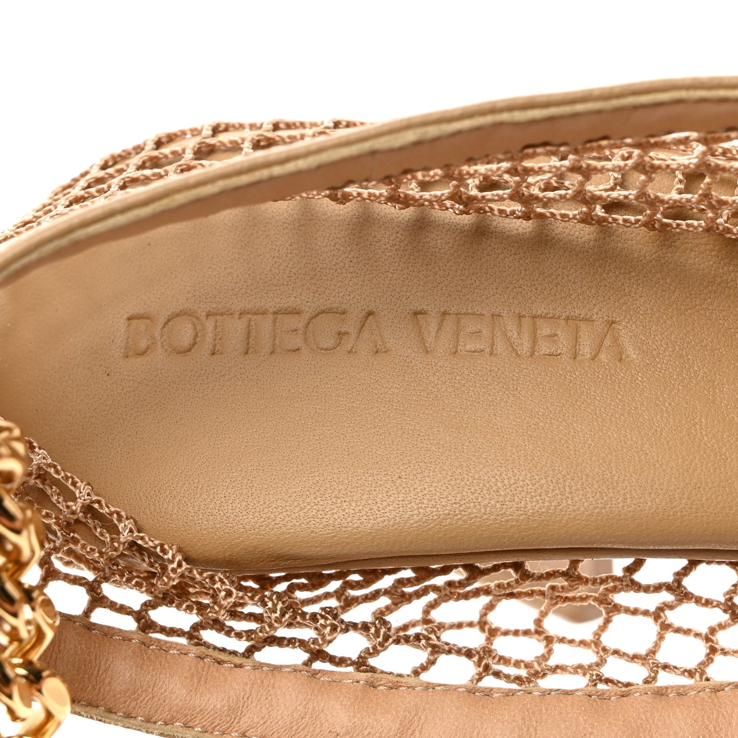 Mesh Nappa Chunky Chain Sandals 39 Beige Pony