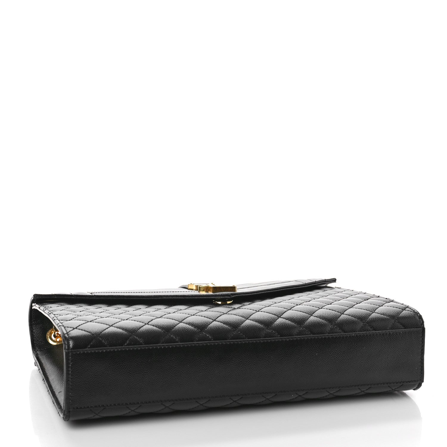 Saint Laurent Grain De Poudre Textured Mixed Matelasse Large Triquilt Monogram Satchel Black 4 of 11