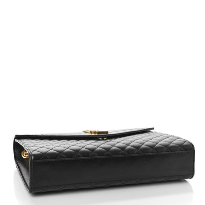 Saint Laurent Grain De Poudre Textured Mixed Matelasse Large Triquilt Monogram Satchel Black 4 of 11