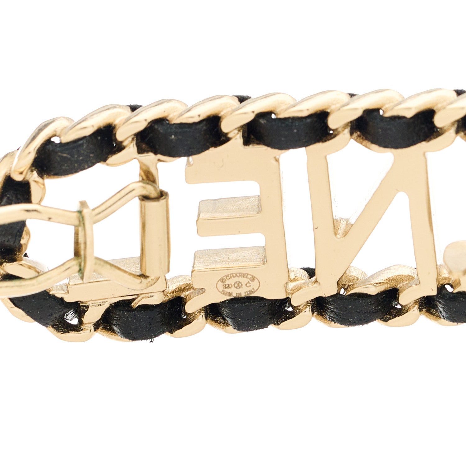 Chanel Metal Lambskin Vintage Allure Logo Hair Clip Black Gold 4 of 5