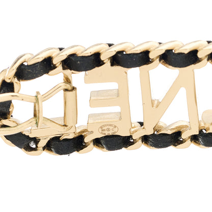 Chanel Metal Lambskin Vintage Allure Logo Hair Clip Black Gold 4 of 5