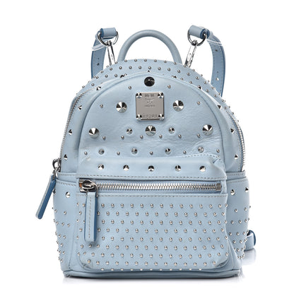 MCM Calfskin Stud X-Mini Stark Bebe Boo Backpack Sky Blue 1 of 11