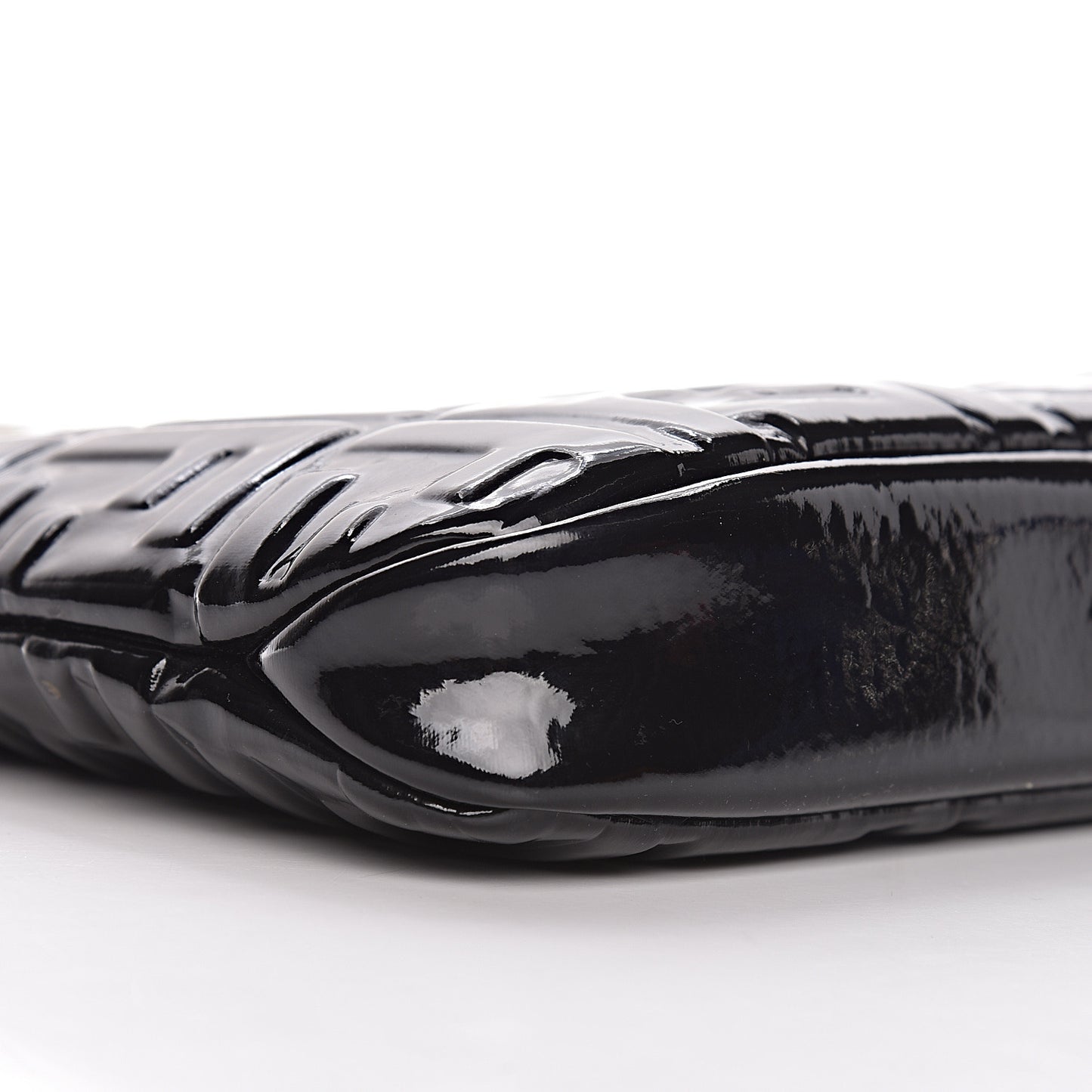 Patent FF 1974 Embossed Medium Shopping Flap Bag Black