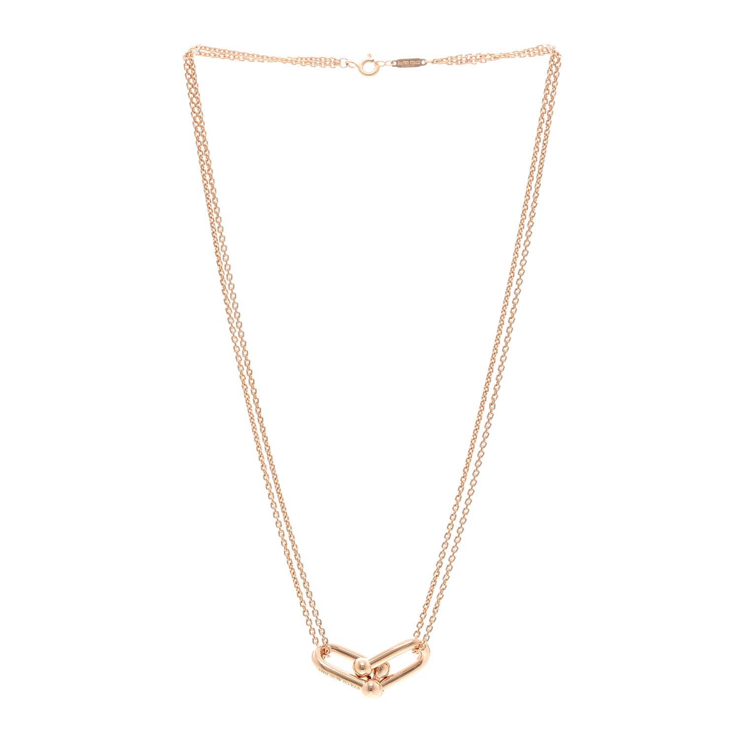 Tiffany 18K Rose Gold HardWear Double Link Pendant Necklace 3 of 6