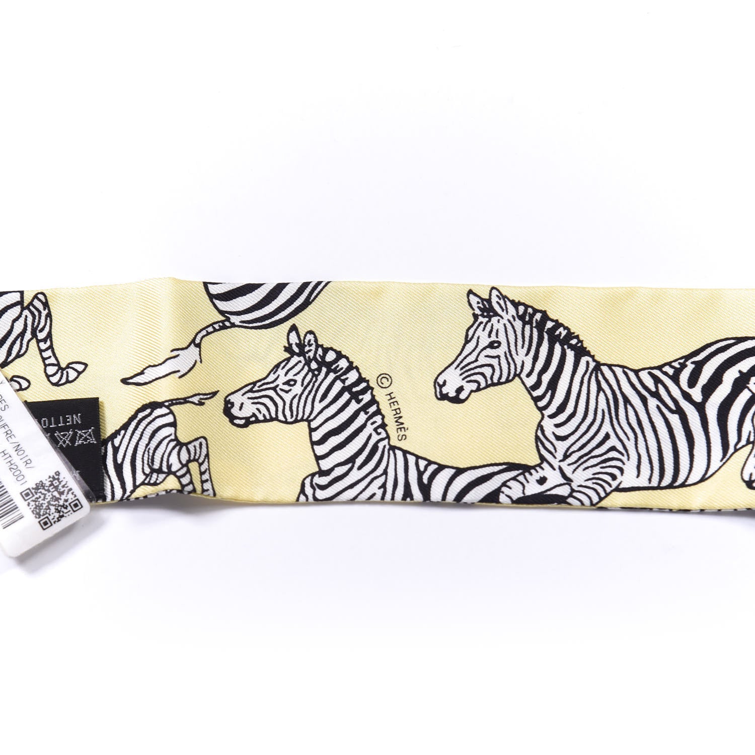 Hermes Silk Les Zebres Twilly Jaune Soufre Black 3 of 4