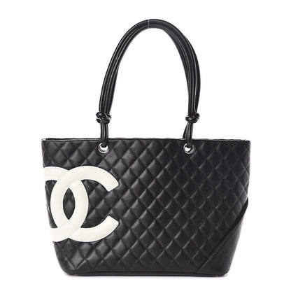 Chanel Calfskin Quilted Large Cambon Tote Black White 1 of 10