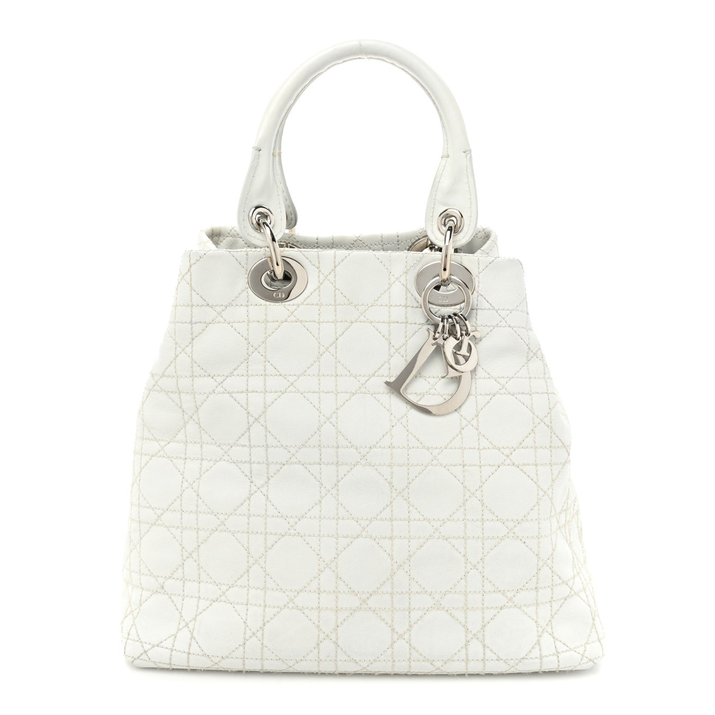 Lambskin Cannage Medium Soft Lady Dior White