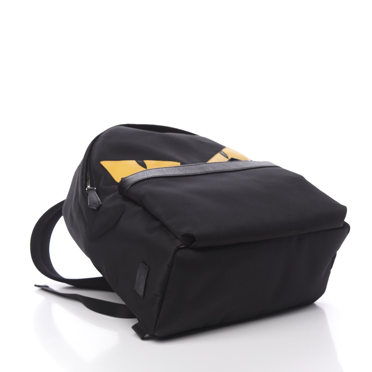 Fendi Nylon Vitello Elite Monster Eyes Rounded Backpack Black Yellow 3 of 9