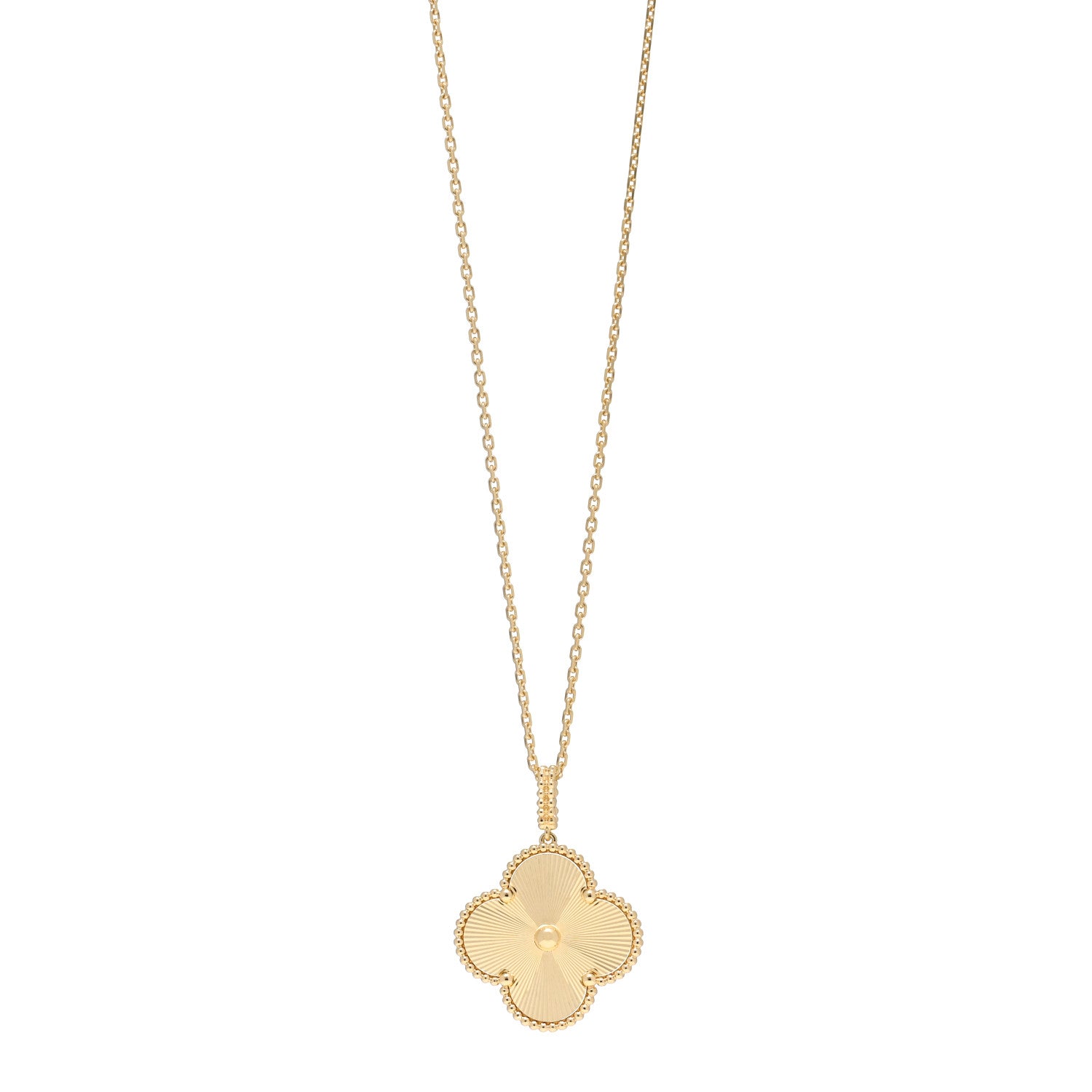 Van Cleef & Arpels 18K Yellow Gold Guilloche Magic Alhambra Long Necklace 1 of 6