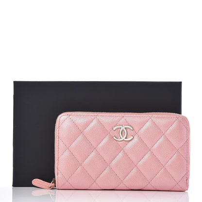 Chanel Iridescent Caviar Quilted Medium Zip Around Wallet Pink 11 of 11