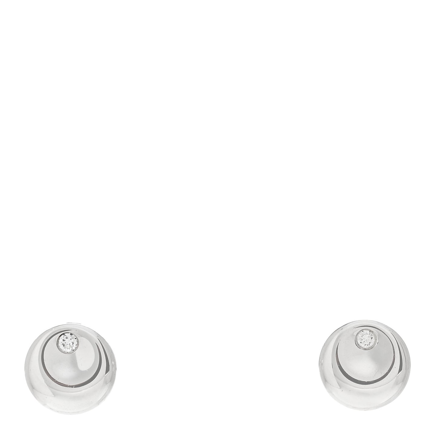 Sterling Silver Diamond Elsa Peretti Round Disc Earrings