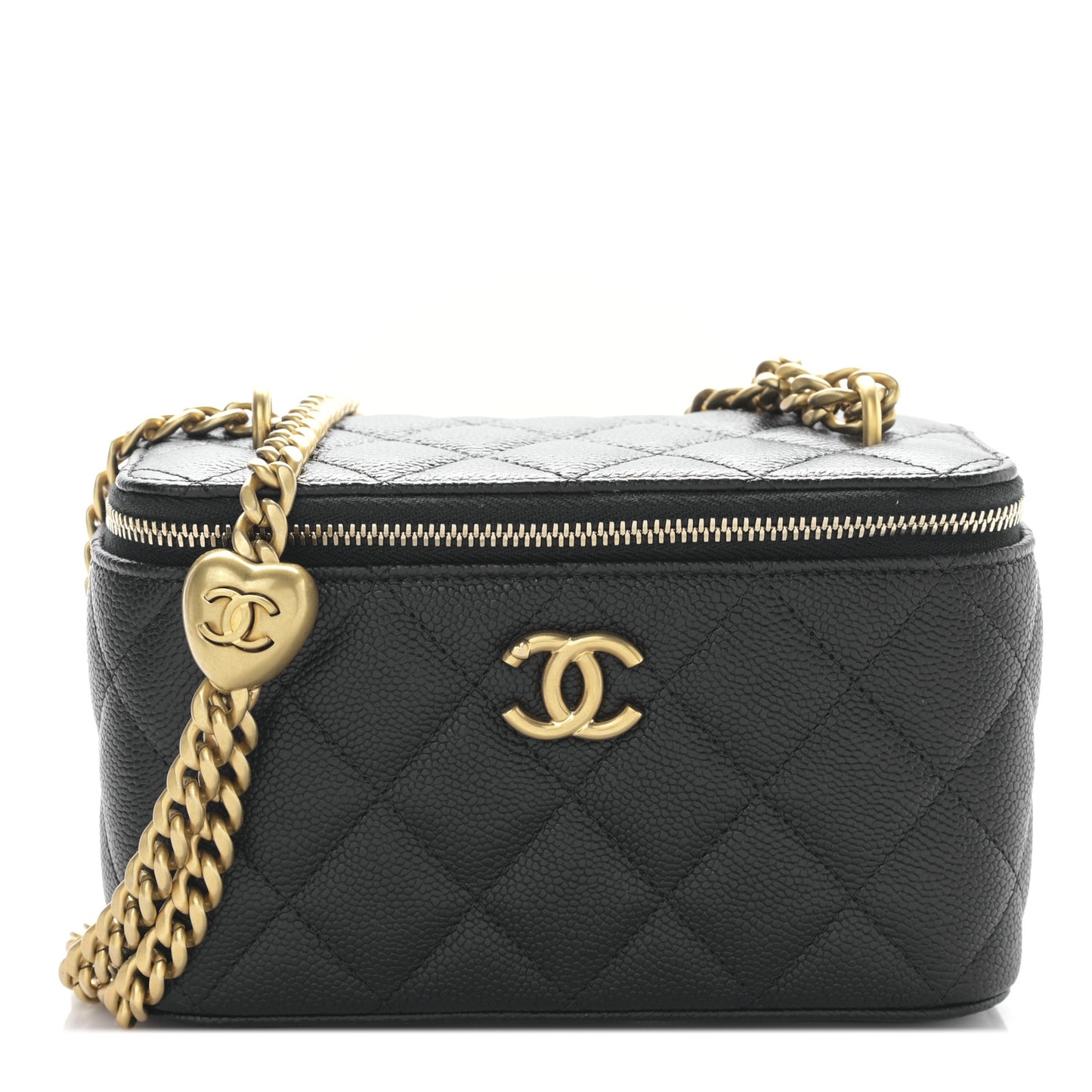 Caviar Quilted Sweetheart Vanity Case Black