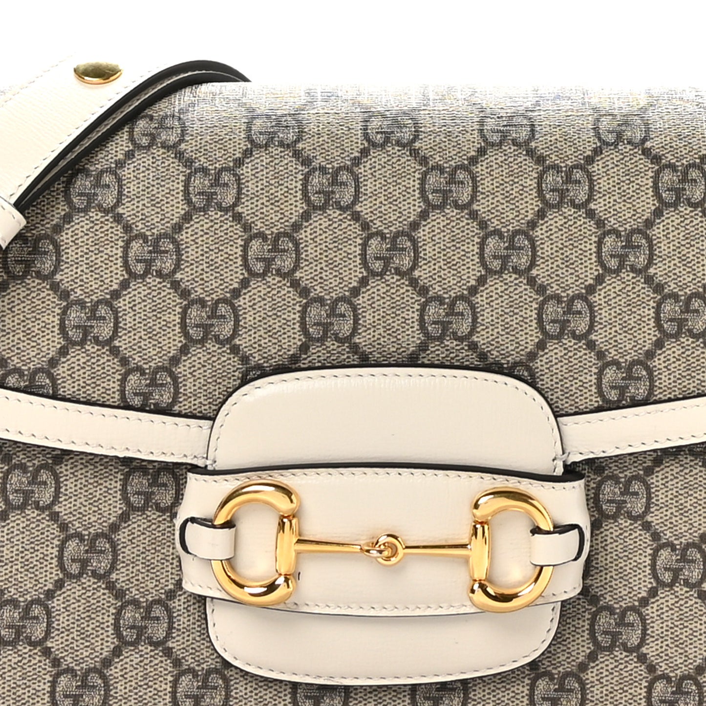GG Supreme Monogram Horsebit 1955 Shoulder Bag Beige Mystic White