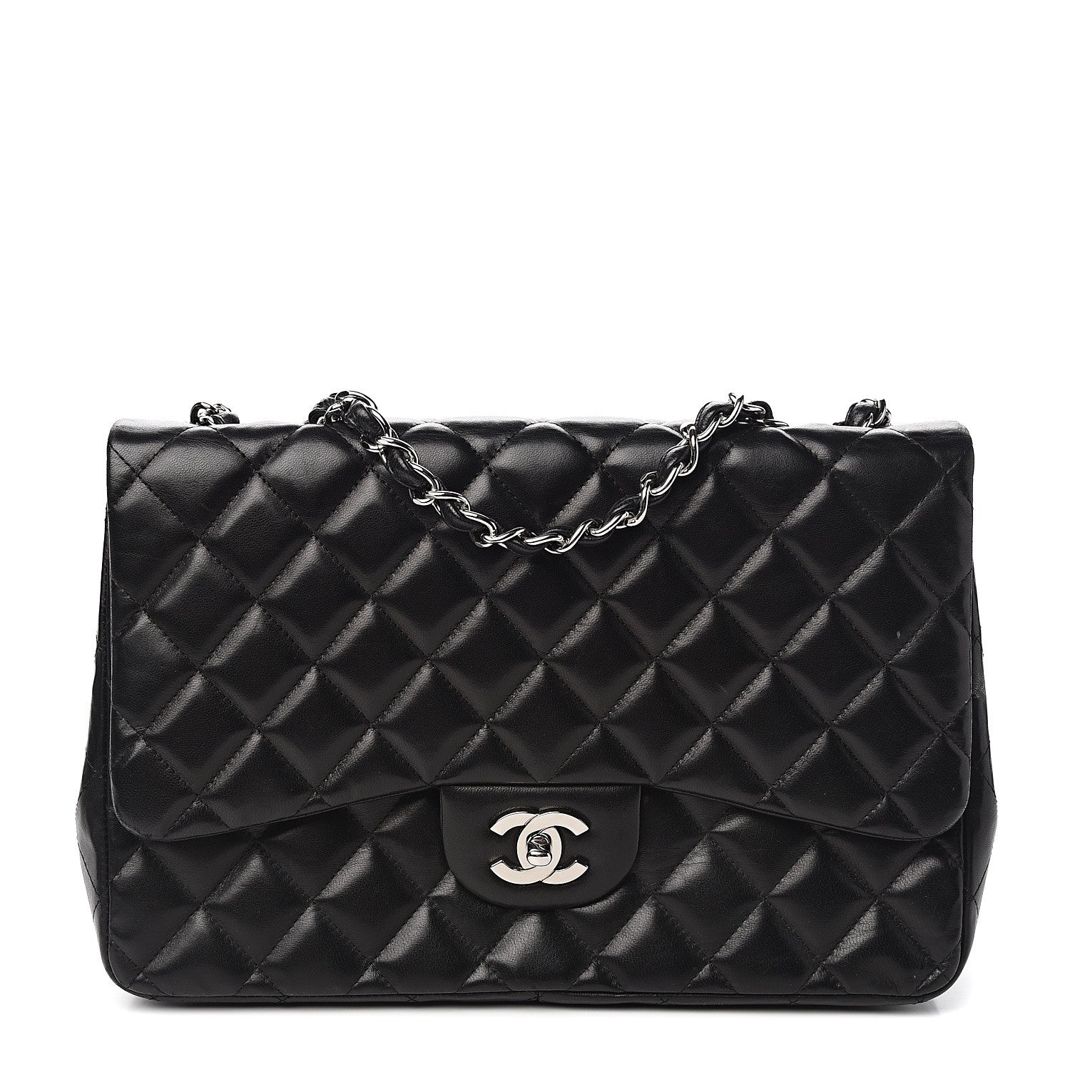 Chanel Lambskin Quilted Jumbo Single Flap Black 1 of 10