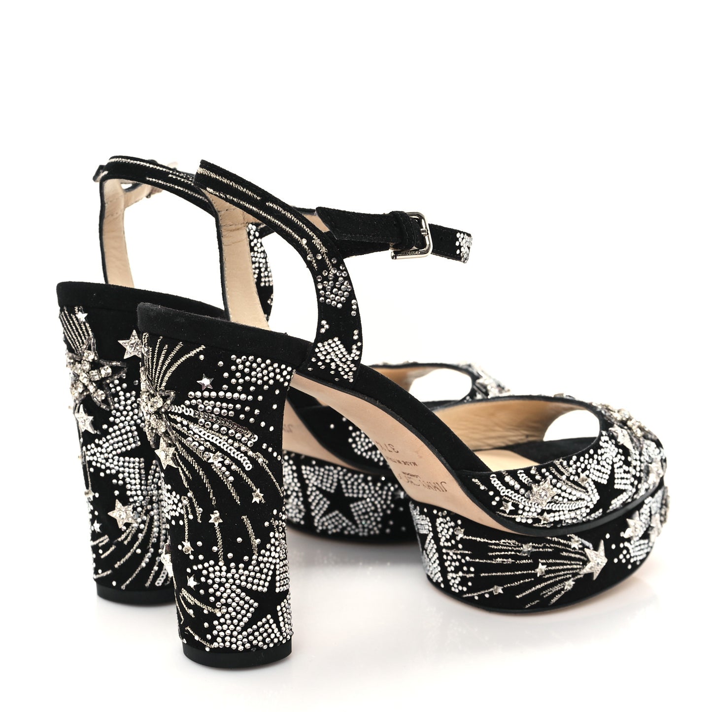 Suede Crystal Supernova Platform Pumps 37.5 Black