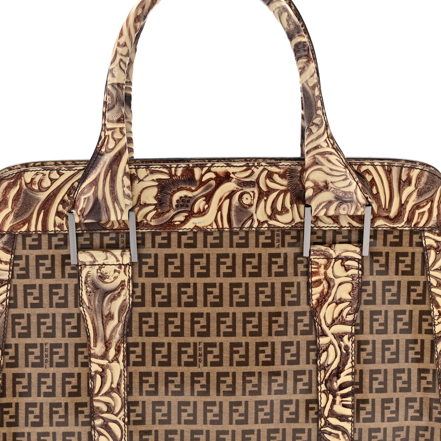 Vinyl Zucchino Top Handle Satchel Tobacco Beige