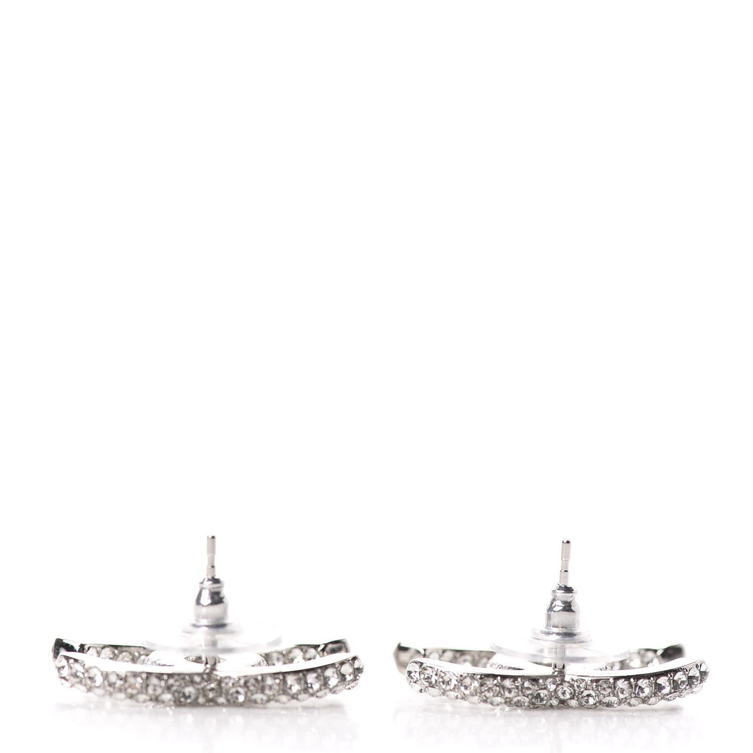 Chanel Crystal CC Treasure Chest Earrings Silver 3 of 5