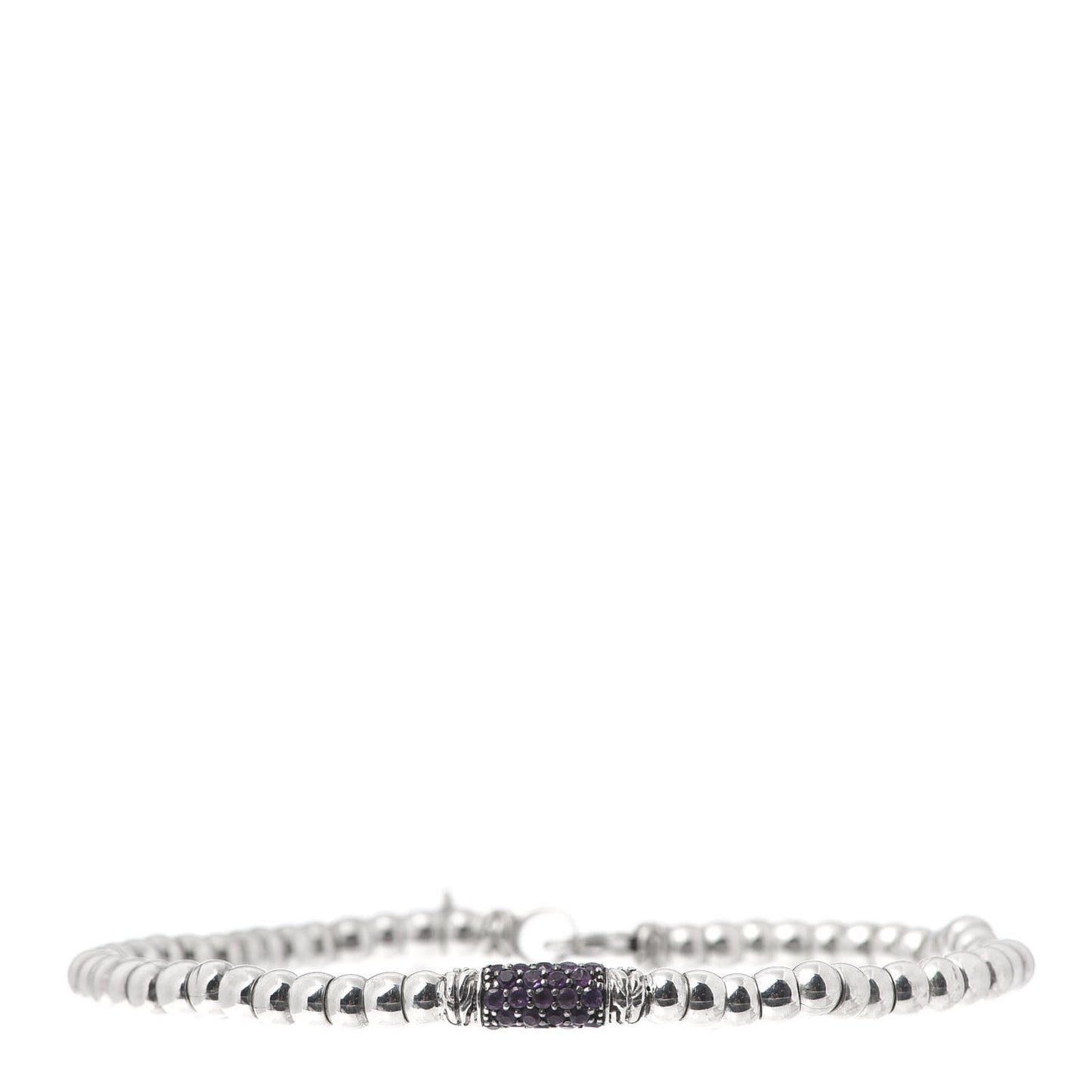 Sterling Silver Amethyst Bedeg Bead Bracelet