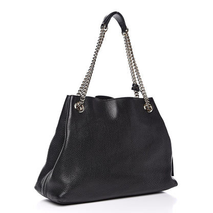 Gucci Pebbled Calfskin Medium Soho Chain Shoulder Bag Black 3 of 14