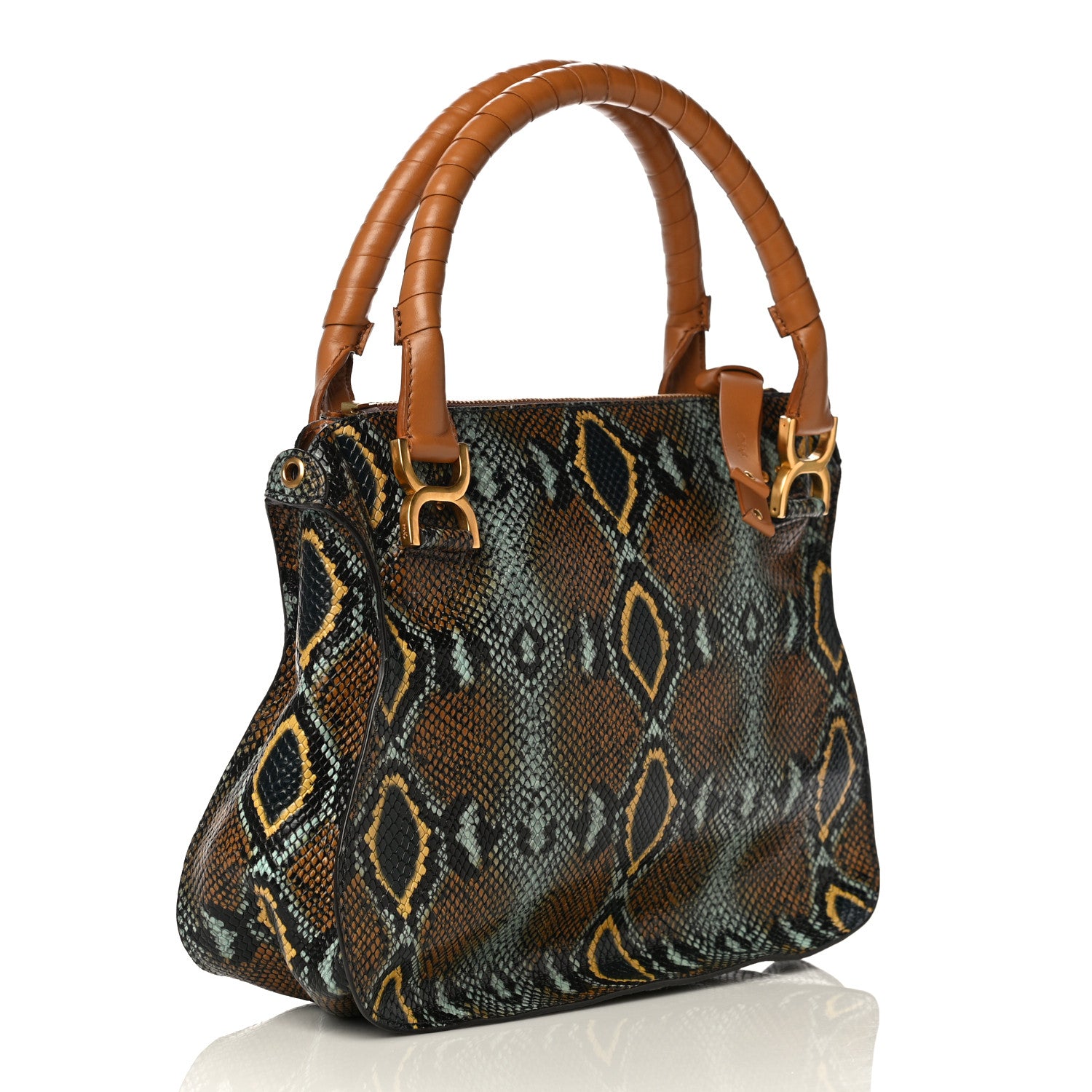 Chloe Snakeskin Calfskin Embossed Medium Marcie Satchel Multicolor 2 of 12