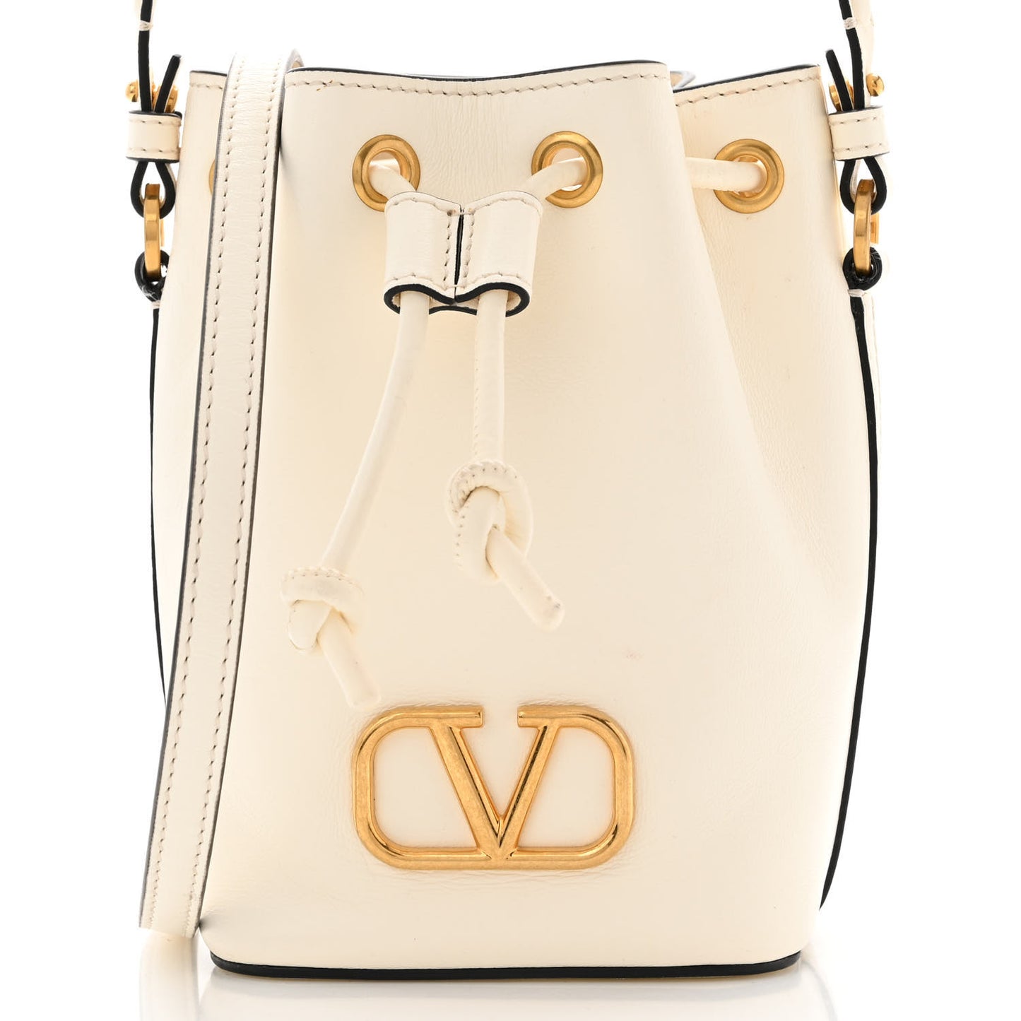 Nappa Mini VLogo Signature Bucket Bag Light Ivory