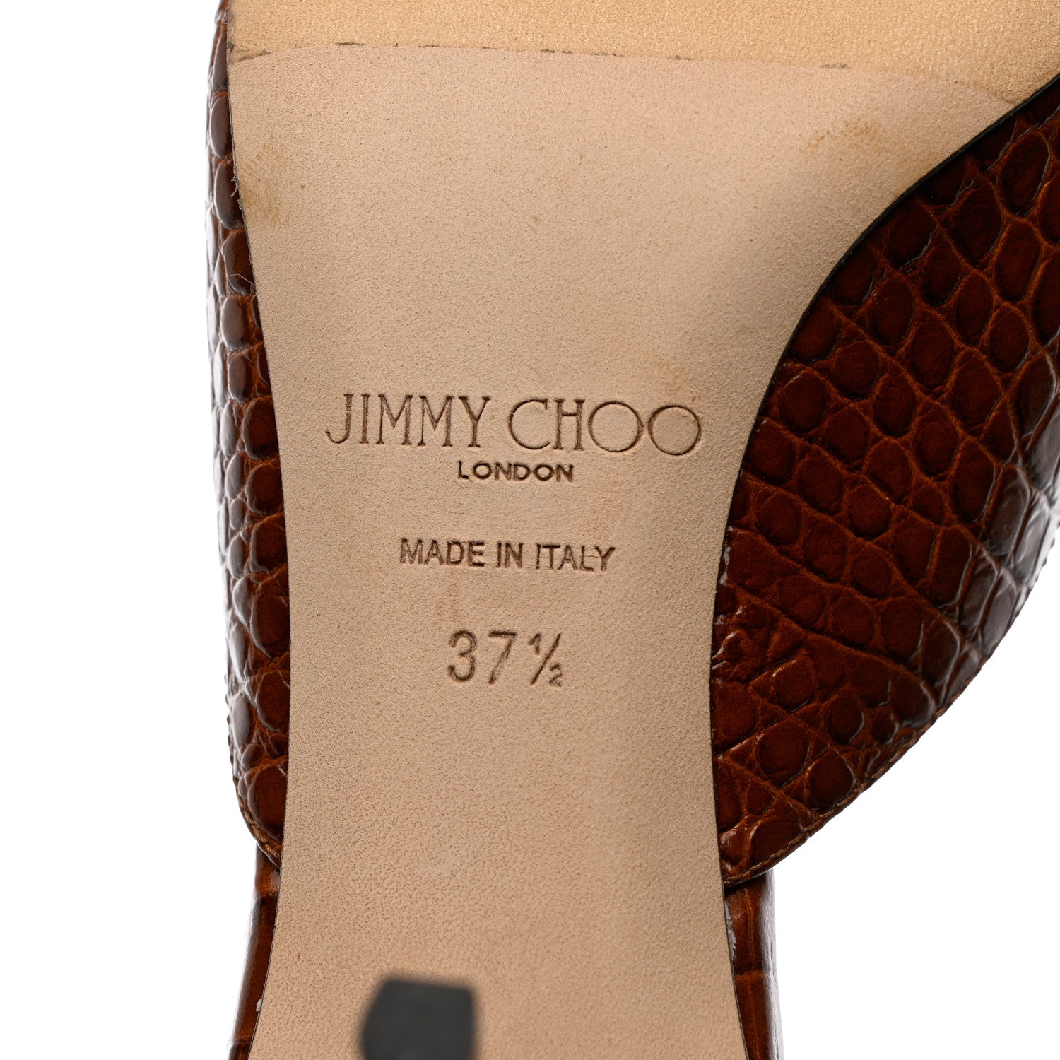 Jimmy Choo Calfskin Crocodile Embossed Rav 65 Mule Pumps 37.5 Cuoio 7 of 8