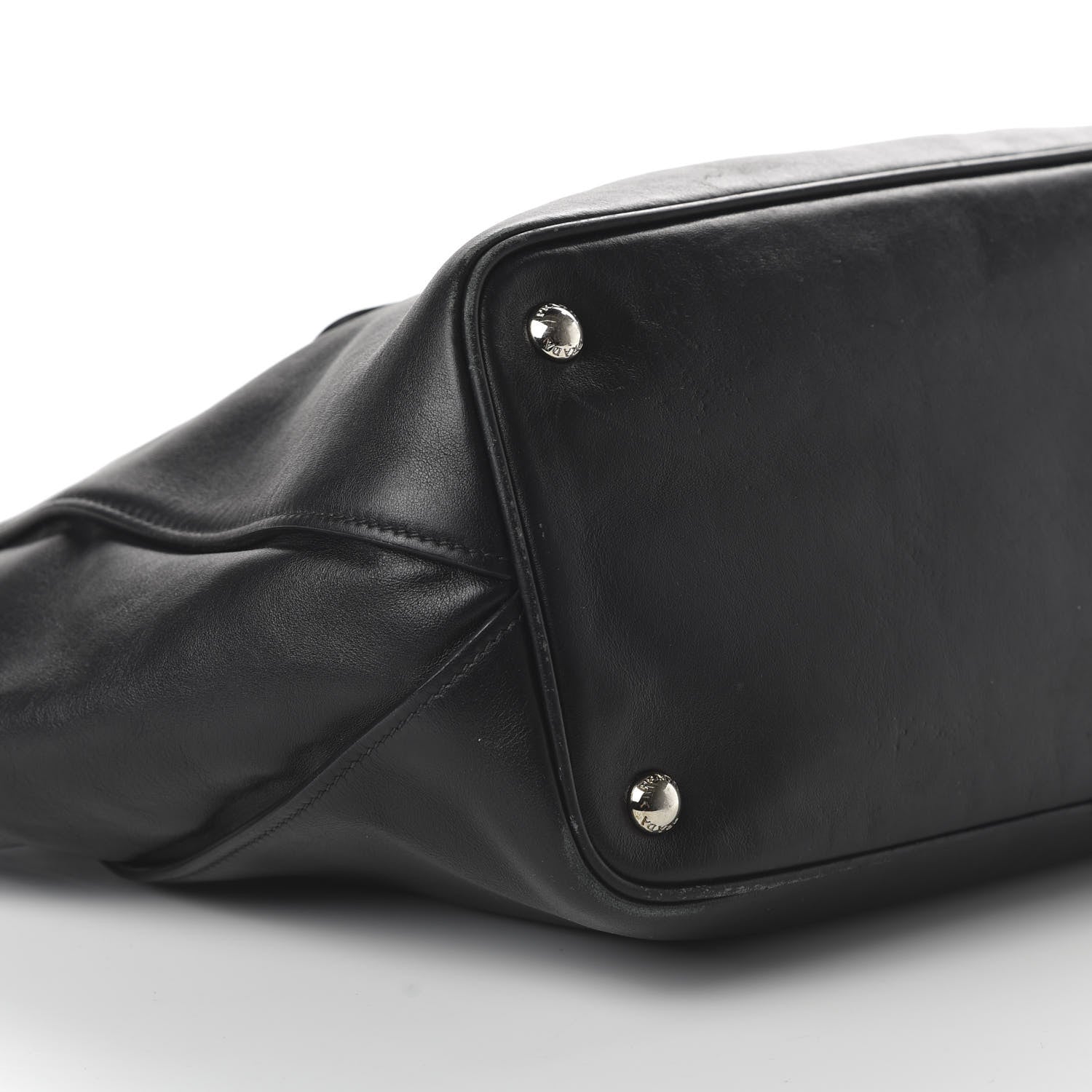 Prada Soft Calfskin Studded East West Tote Black 6 of 12